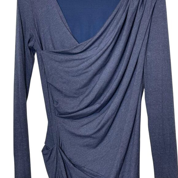 Nicole Miller Studio Made in the USA Blue Size Medium Faux Wrap Ruched Dress - Picture 3 of 8